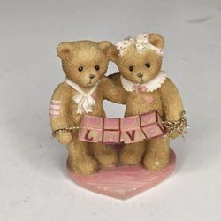 Charming Teddies Enesco Loving Couple Bears Figurine Love Block Sign