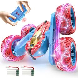 Spider Remote Control Car, RC Cars for 3 4 5 6 7 Year Old Boys, 360 Flip 4WD RC Stunt Cars with Cool Light Rechargeable Toys