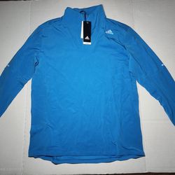 Adidas men's running 1/4-zip Blue long sleeve shirt