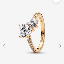 [New ] Double Heart Sparkling Ring
14k gold plating Size 7 