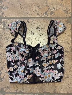 Victoria’s Secret Black Dream Angels Embroidered Unlined Corset Bustier Size 34B