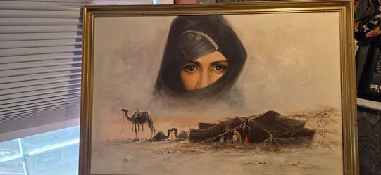 Middle Eastern desert scene oil painting