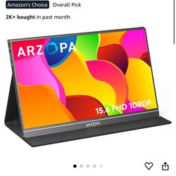 ARZOPA Portable Monitor, 15.6'' 1080P FHD Laptop Monitor USB C HDMI Computer Display HDR Eye Care External Screen w/Smart Cover for Mac Phone Xbox Swi