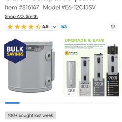 AO Smith 100 Series 12 Gallon Water Heater 