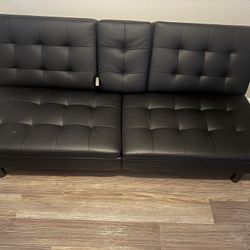 Black Leather Couch/Bed