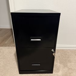 2-Drawer Metal File Cabinet with Lock – Black