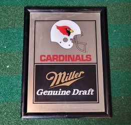 Vintage PHOENIX CARDINALS Miller Geniune Draft Beer Sign Mirror