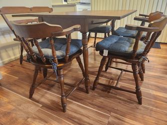 Wood Drop Leaf Dining Table with 4 Chairs