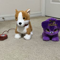 Present Pets Princess Mazie Purple Dog Interactive Plush Toy w Sounds  AND Kid Connection Corgi 10" Plush Walking PUPPY DOG, Sound and Remote Control 