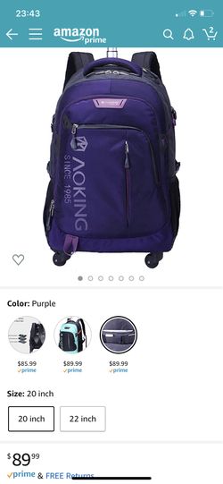 Aoking rolling backpack purple