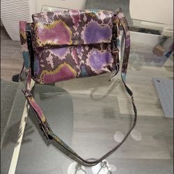 Hand Bag AMIEE KESTENBERG Bali 2 Rainbow Snake Leather Crossbody ! Brand New 