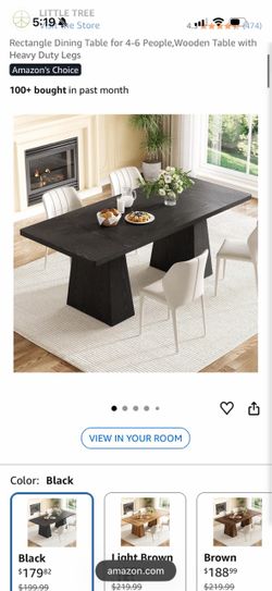 Black Wood Rectangle Dining Table