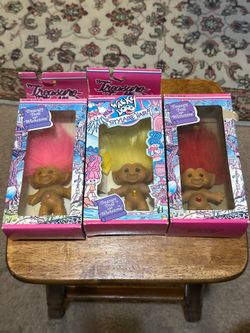 Vintage 3 TREASURE TROLLS Dolls With Wishstone