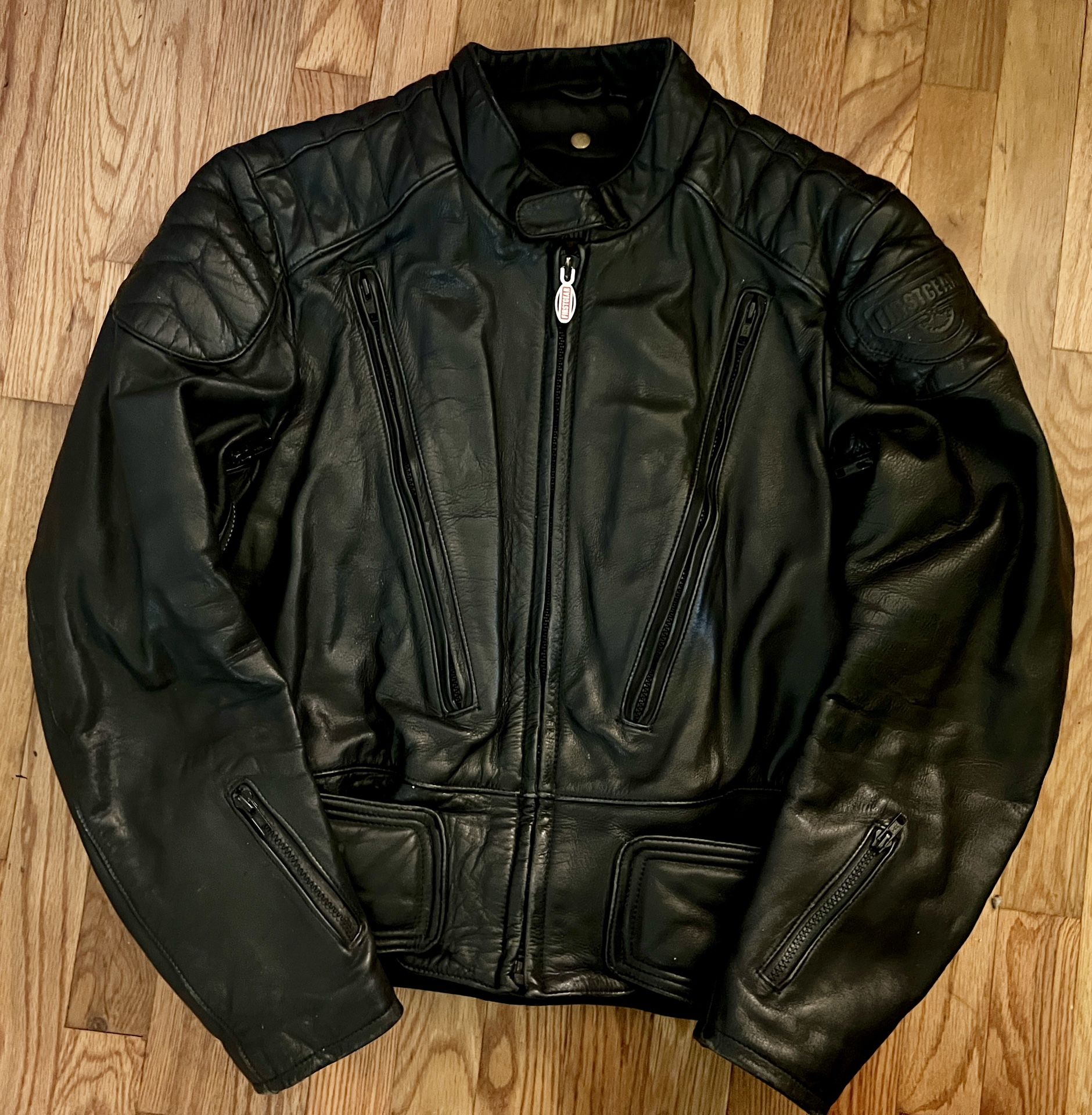 Hein Gericke L First Gear Premium Leather Padded Heavy Duty Motorcycle Jacket-Like New