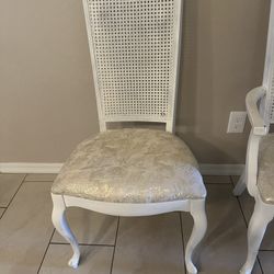 4 White And Gold Antique Chairs 