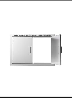 New in the box Outdoor Kitchen Door 30" W × 21" H-304 Stainless Steel Never Rust Cabinet Door-Double Layer-BBQ Access Doors-Weatherproof GrillDoor-Flu