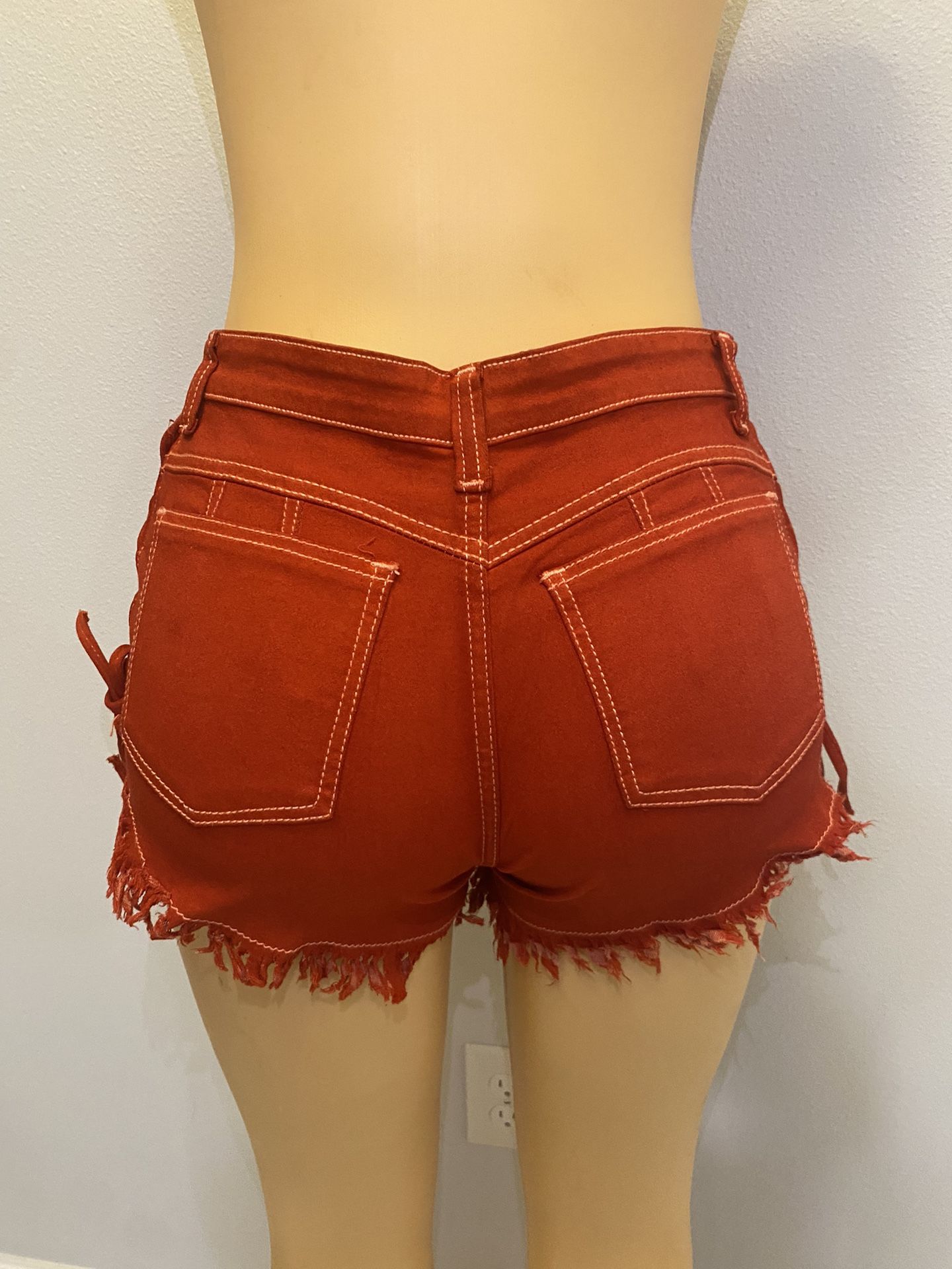 Red Denim Shorts