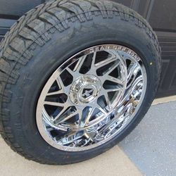 4 New 20X12 Chrome Gear Offroad & LT 295 55 20 X/T 10PLY Tires 6LUG CHEVY FORD & DODGE -44MM Offset 
