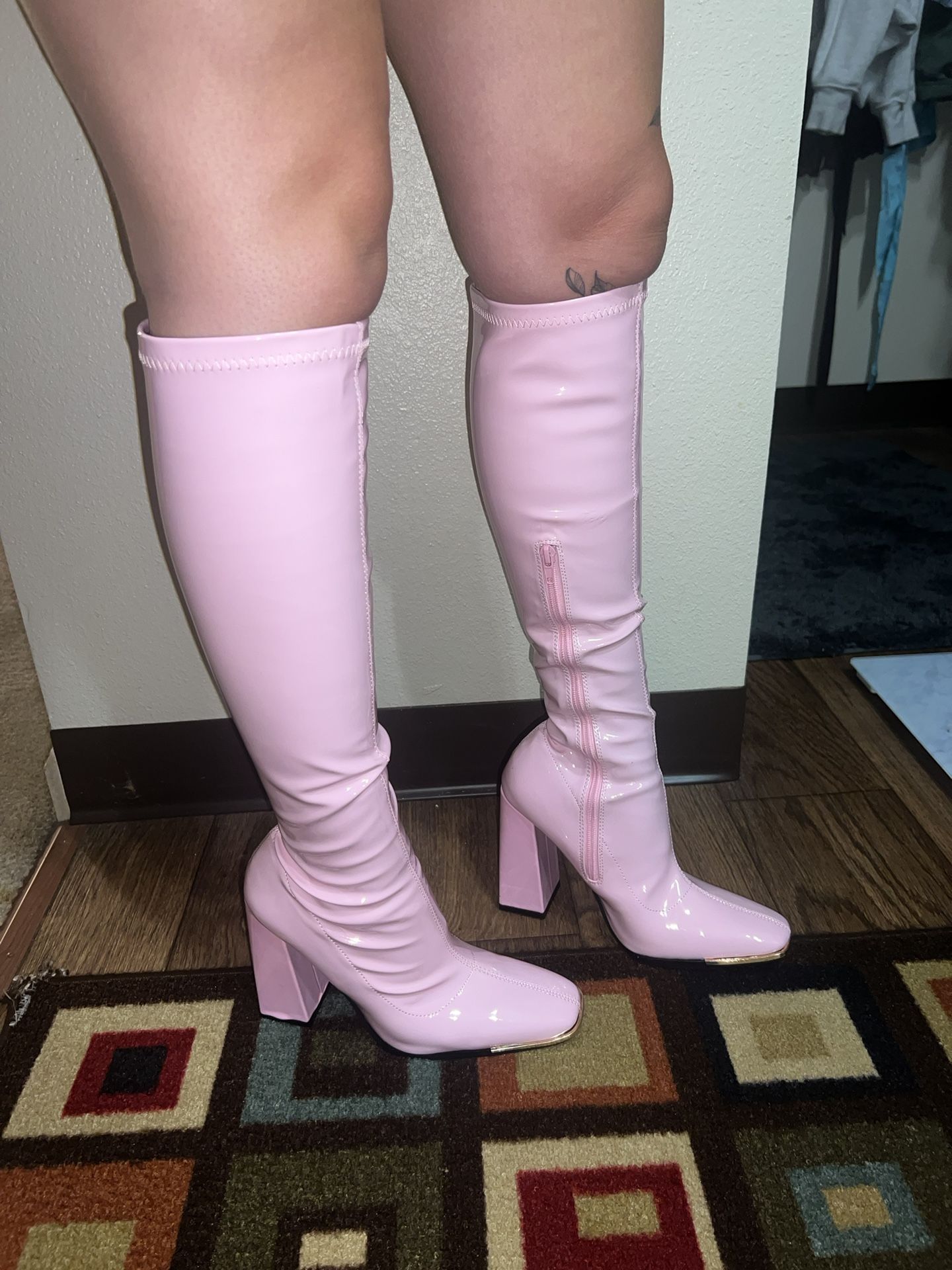 Pink Knee High Boots Size 8