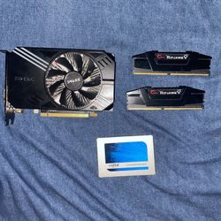 Pc parts gpu ddr4 ram and ssd