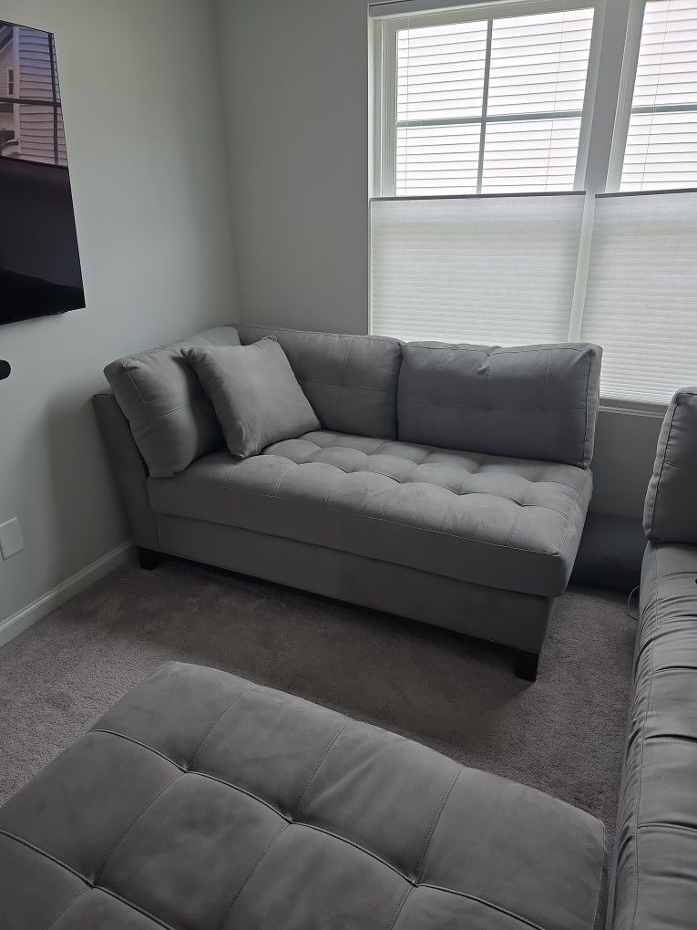 Grey Couch/Chaise By Cindy Crawford "Metropolis" - Like NEW