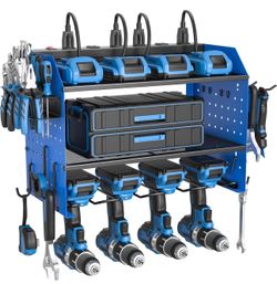 Power tool organizer with outlets