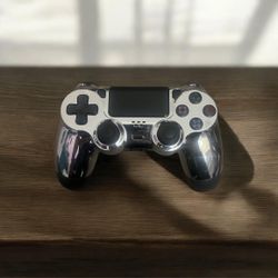 Chrome silver face Custom UN-MODDED Controller for PS4 Exclusive Unique Design