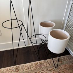 Plant Stands And 2 Pots. 