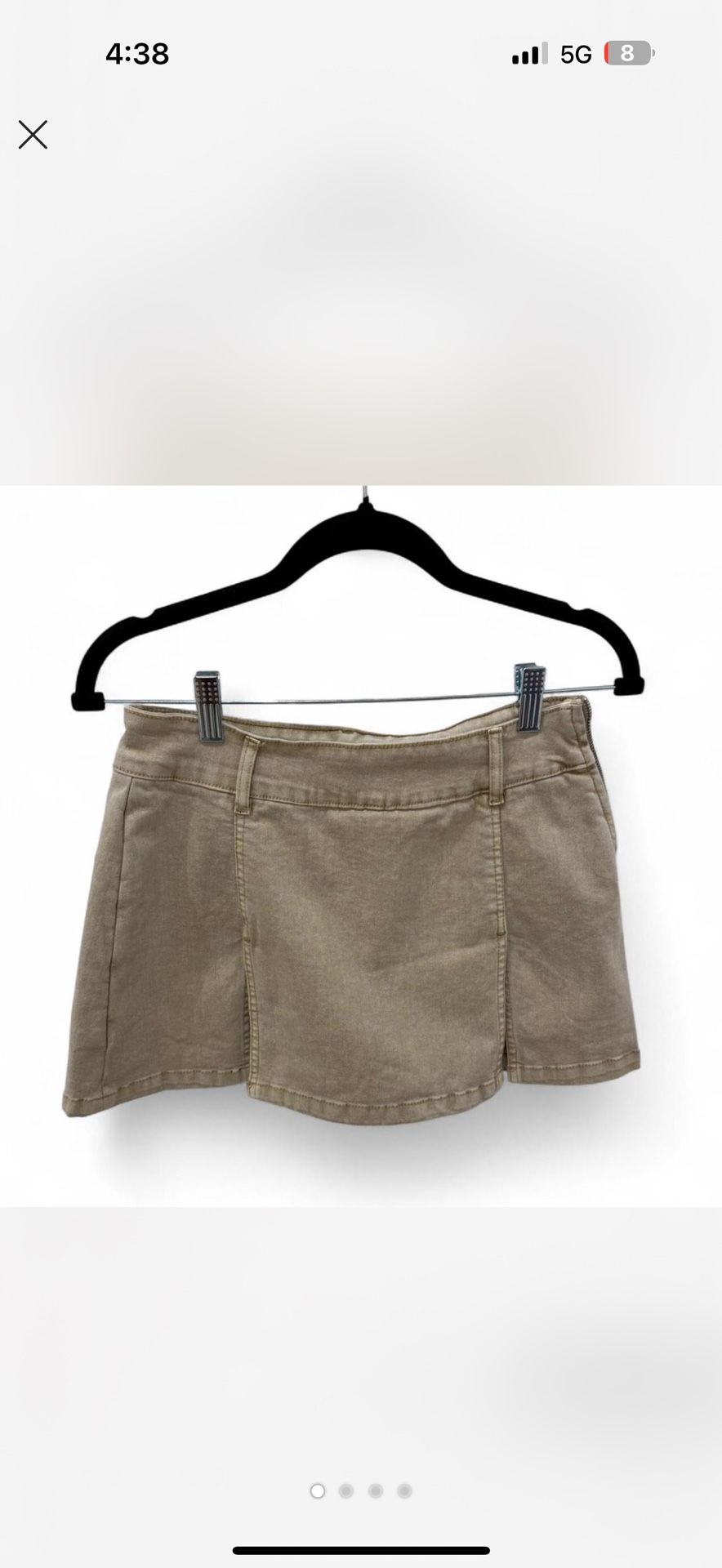 Tan Denim Mini Skirt With Shorts Underneath