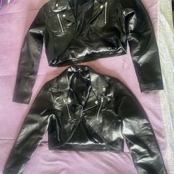 Girls Short Leather Jacket 