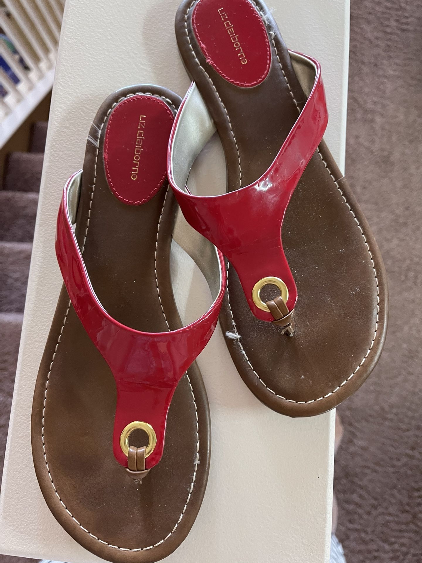Red Sandals Very Good Condition Size LIZ CLEIBORNE  