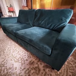 Plush Velvet Loveseat Sofa Teal 