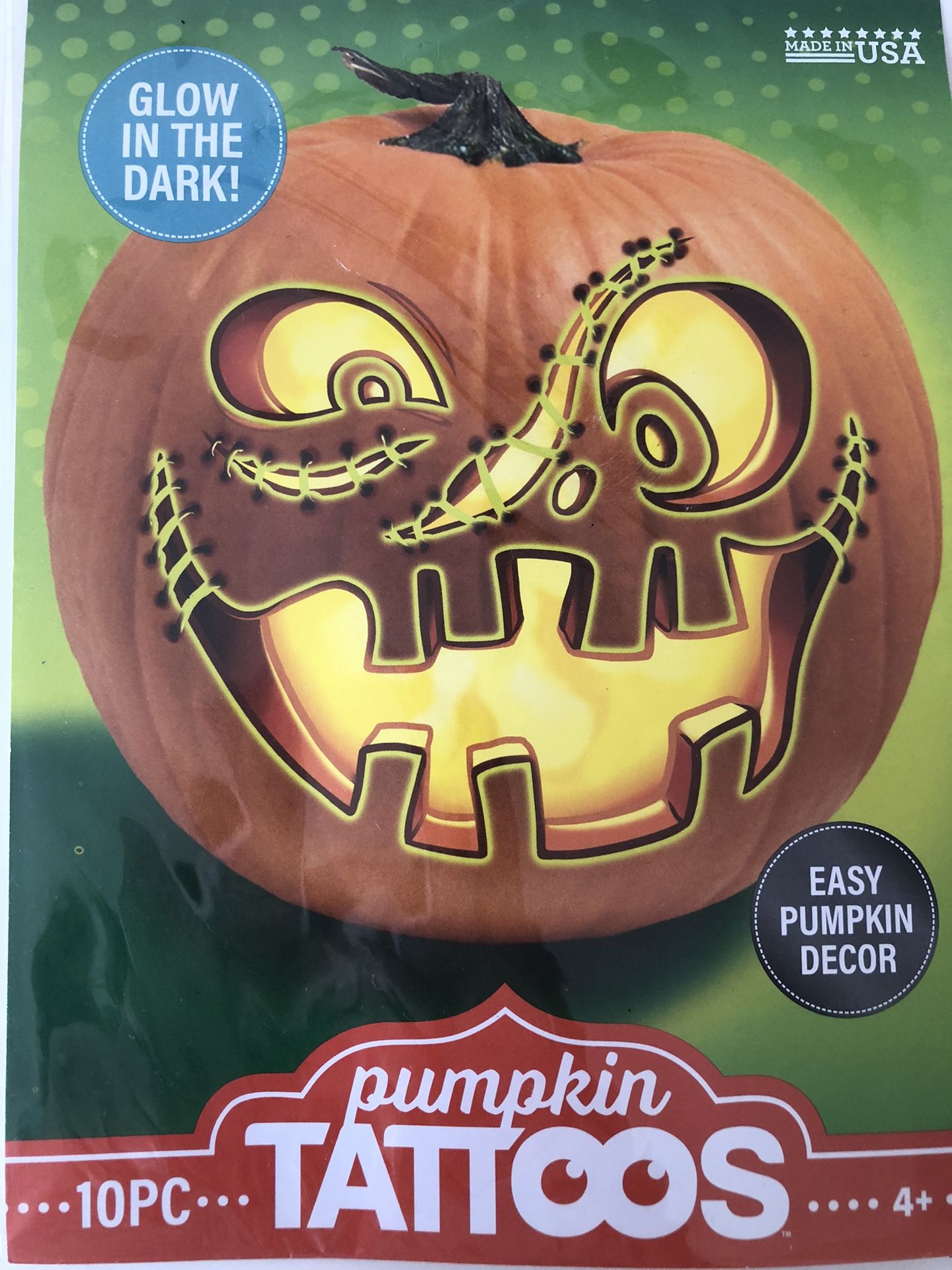Glow in the Dark Pumpkin Tattoos - 10 PC of pumpkin Tattoos