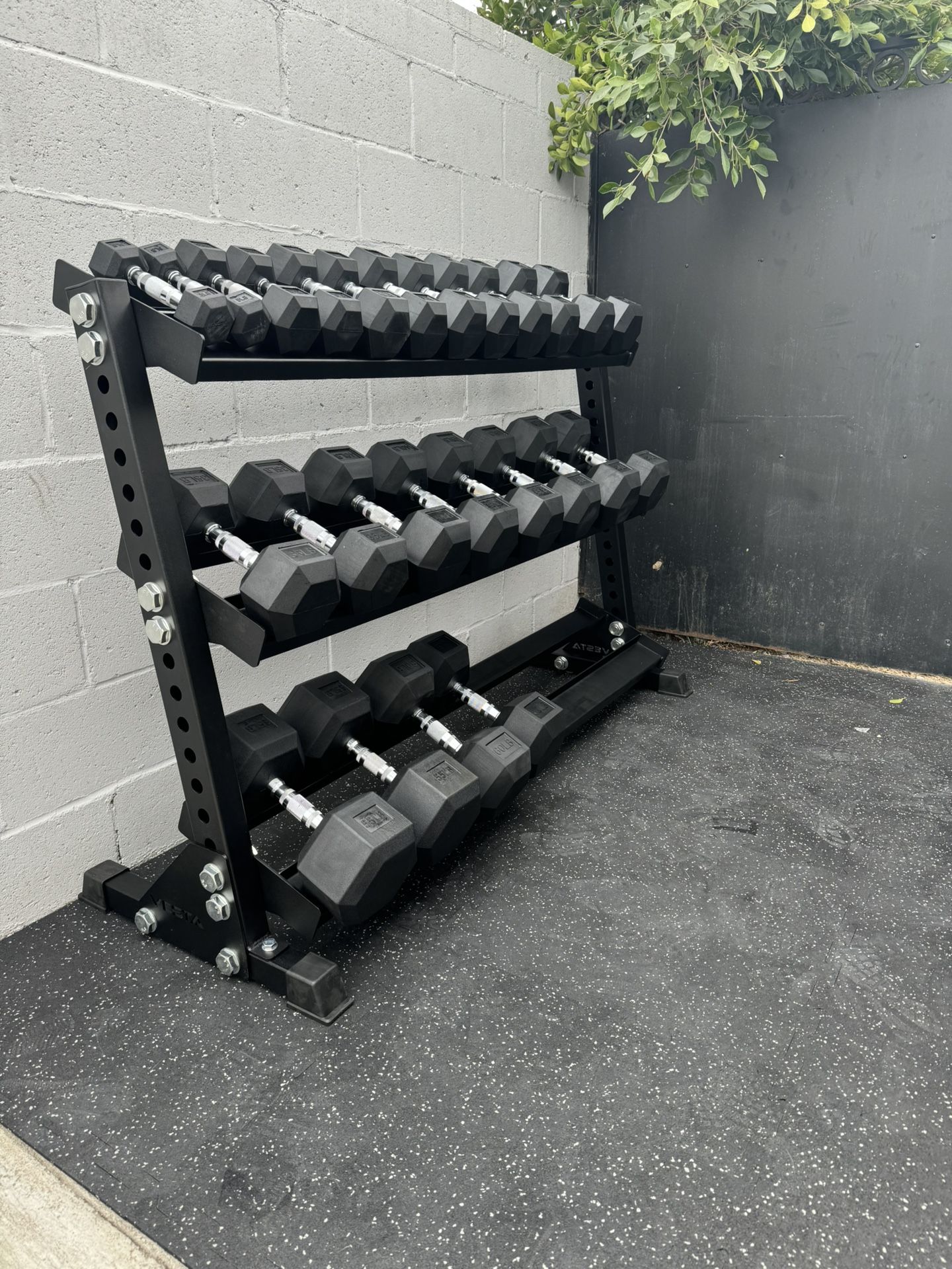 New Rubber Hex Dumbbells 5lbs-50lbs/Dumbbell rack included/ Gym Equipment/Weights/Exercise/Training  