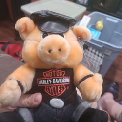 Harley Davidson Cycles Hog Plush Biker Pig Stuffed Animal Play By Play 1993 Tag New