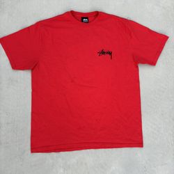 Red Stüssy T-shirt Lion on the size Large 1904916 RED