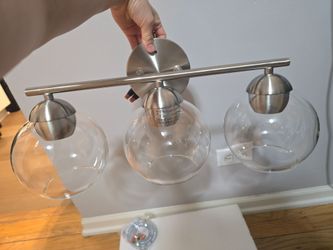 18.32 in. 3-Light Brushed Nickle Bathroom Vanity Light with Clear Glass Shades