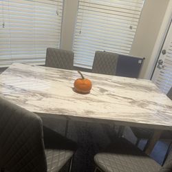 6 Person - Marble Table Top Dining Room Set