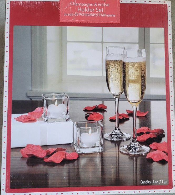 Romantic Champage Candles & Rose Pedals Kit Engagement Marriage Proposal NEW
