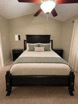 Black Solid Wood Queen Bed Frame