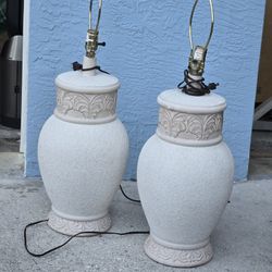 Set Of 2 Fine Arts Ceramic Lamps 