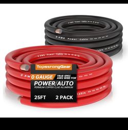 TOPSTRONGGEAR 0 Gauge 25ft Black and 25ft Red Power/Ground Wire