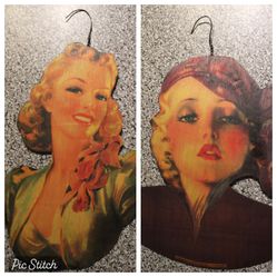 Two decorative wooden hangers *very unique and pretty*