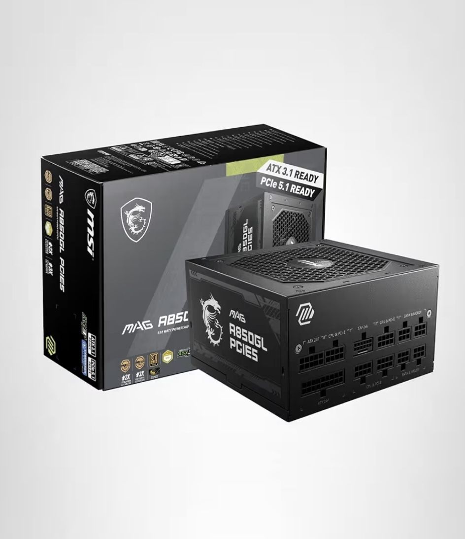 MSI MAG A850GL PCIE5, Fully Modular Compact Gaming 850W Power Supply
