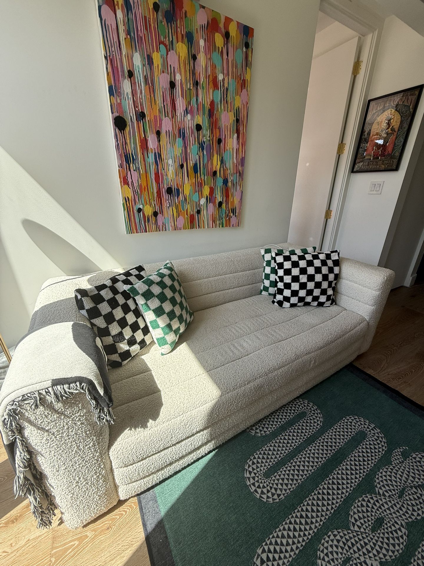 CB2 Strato 80” Channeled Ivory Sofa