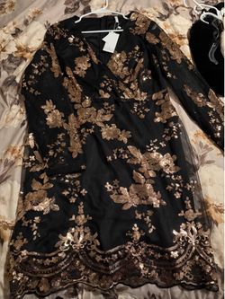 Elegant black & rose gold sequin dress