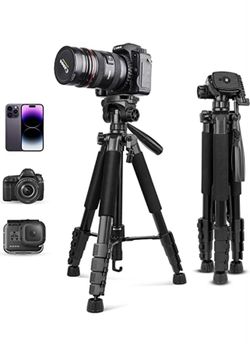 Eicaus 67 Inch Heavy Duty Tripod Stand for Cameras, Cell Phones, Projectors, Webcams, Spotting Scopes - Complete Unit for Canon, Nikon, Sony - Perfect