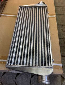 Universal Tube & Fin Aluminum Intercooler - 3 in. OD Inlet/Outlet 30.75 in. W X 12.75 in. H X 3 in. D