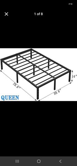 14 Inch Metal Bed Frame Queen with Storage Space Heavy Duty Sturdy Mattress Foundation