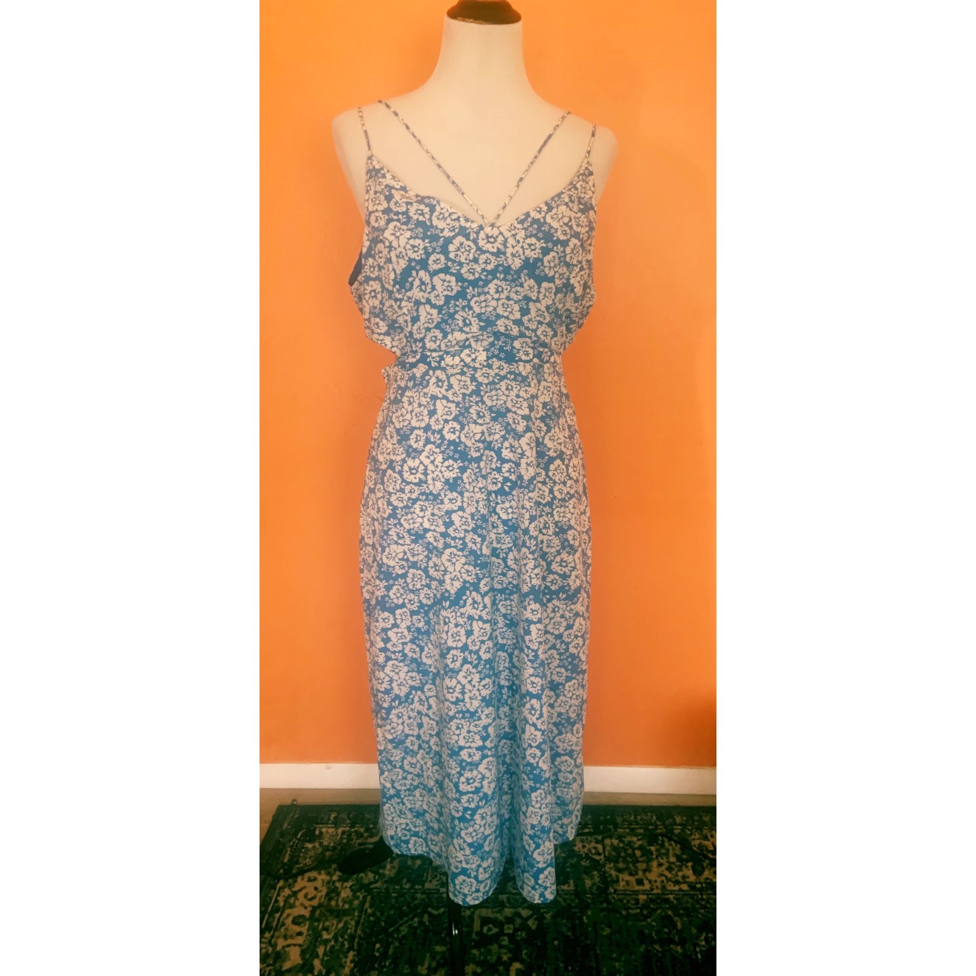 NEW Top Shop blue floral cut out dress size 10